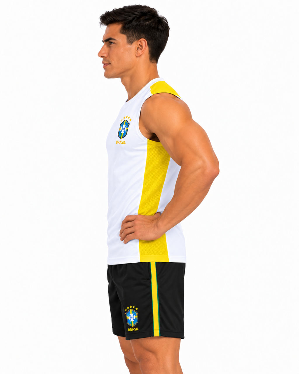 Brazil 2026/27 White Sleeveless Training Set – Tank Top & Shorts