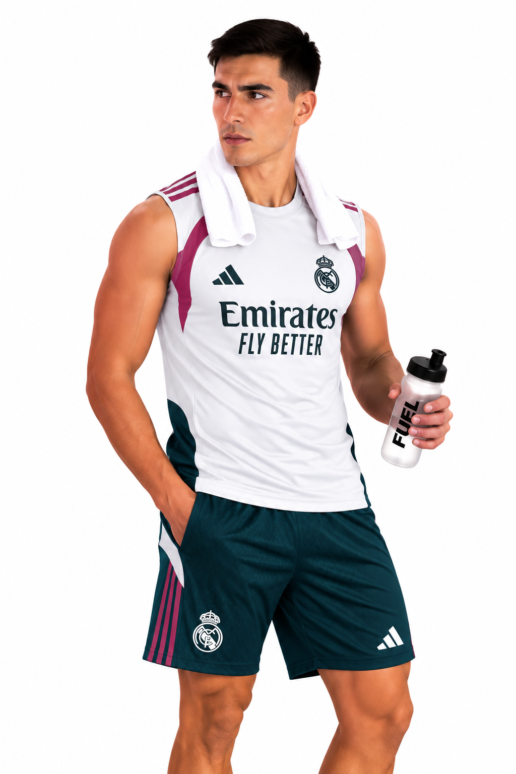 Real Madrid 2026/27 White & Pink Sleeveless Training Set – Tank Top & Shorts