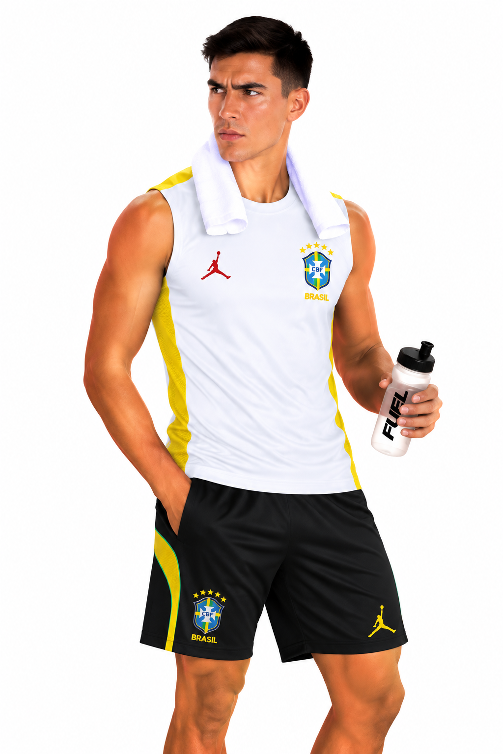 Brazil 2026/27 White Sleeveless Training Set – Tank Top & Shorts