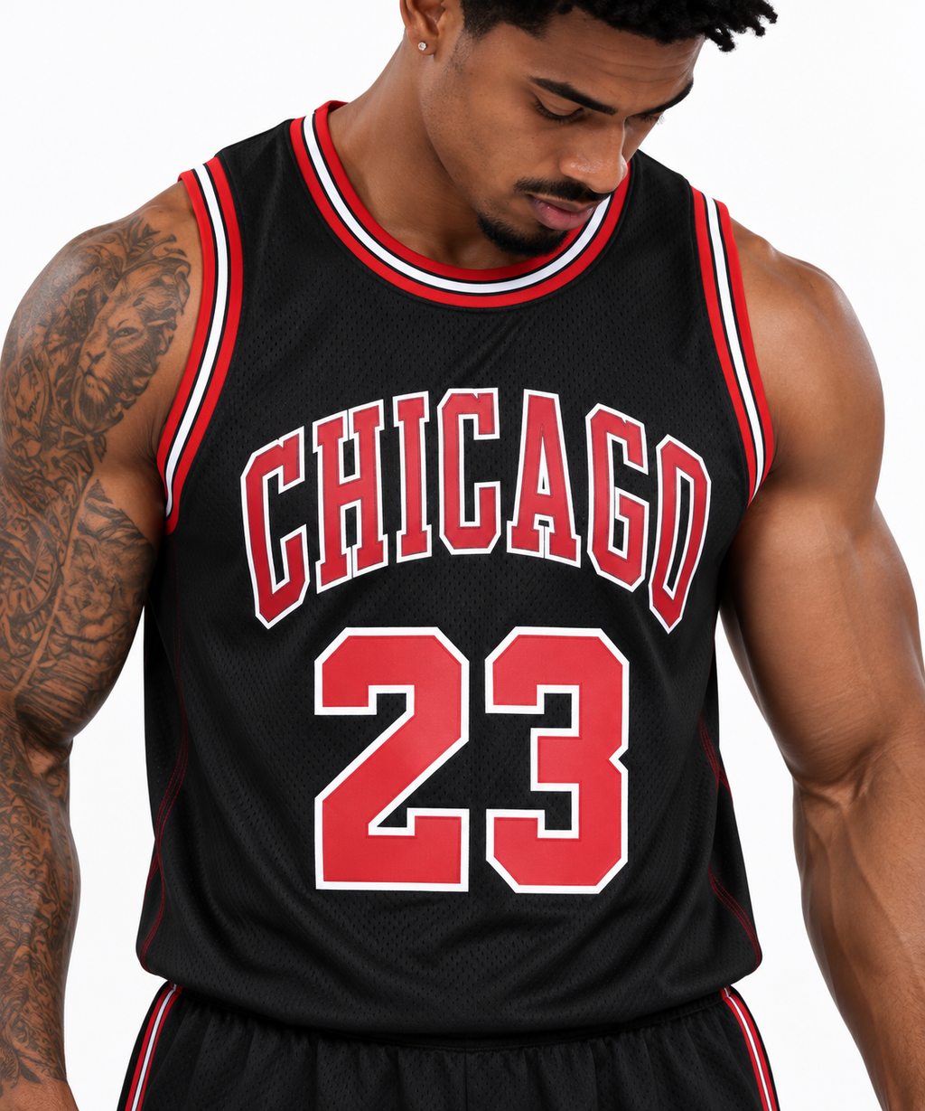 Chicago Bulls #23-Black & Red trim