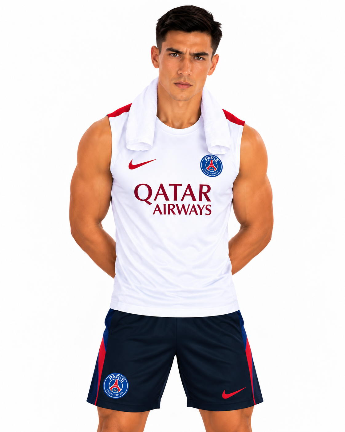 PSG 2026/27 White & Red Sleeveless Training Set – Tank Top & Shorts