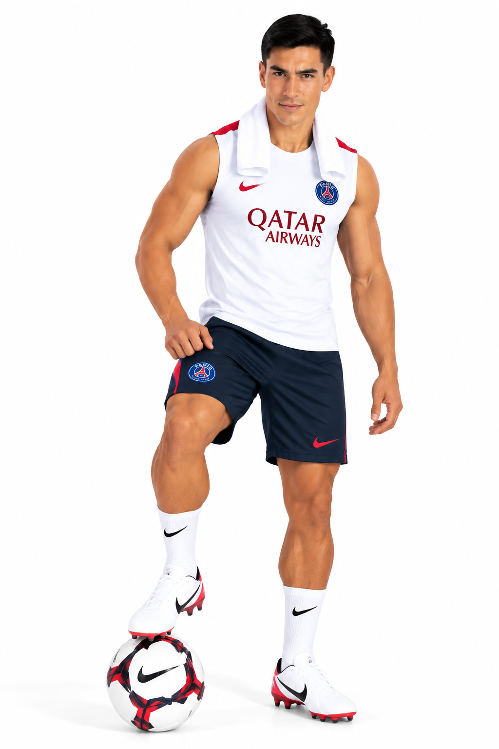 PSG 2026/27 White & Red Sleeveless Training Set – Tank Top & Shorts