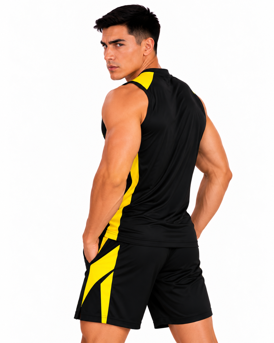 Brazil 2026/27 Black & Yellow Sleeveless Training Set – Tank Top & Shorts