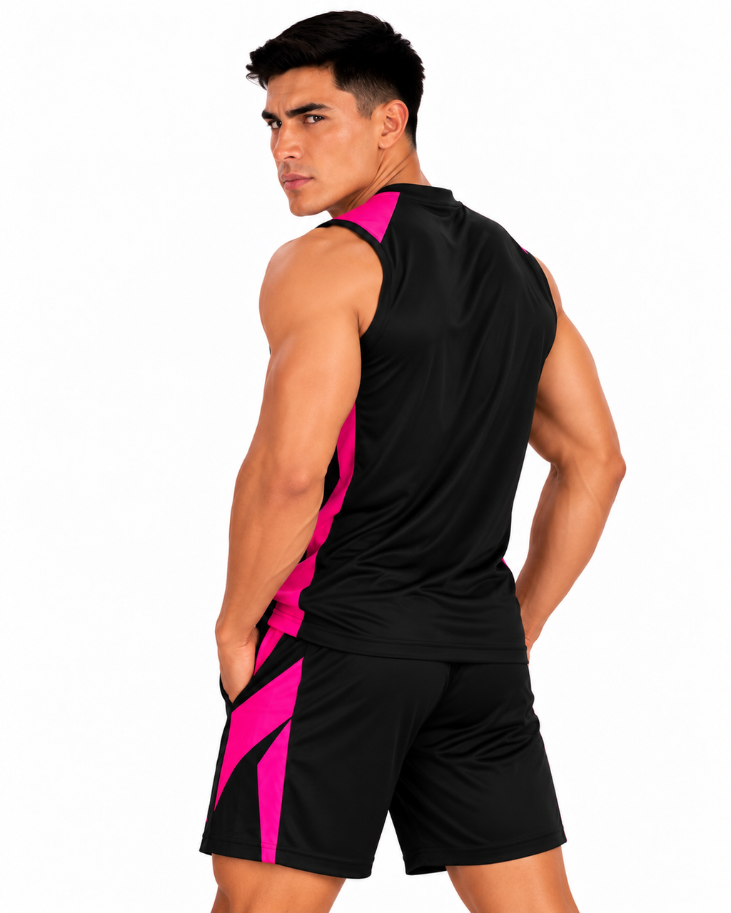 Brazil 2026/27 Black & Pink Sleeveless Training Set – Tank Top & Shorts