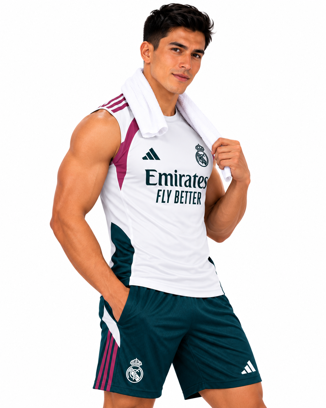 Real Madrid 2026/27 White & Pink Sleeveless Training Set – Tank Top & Shorts