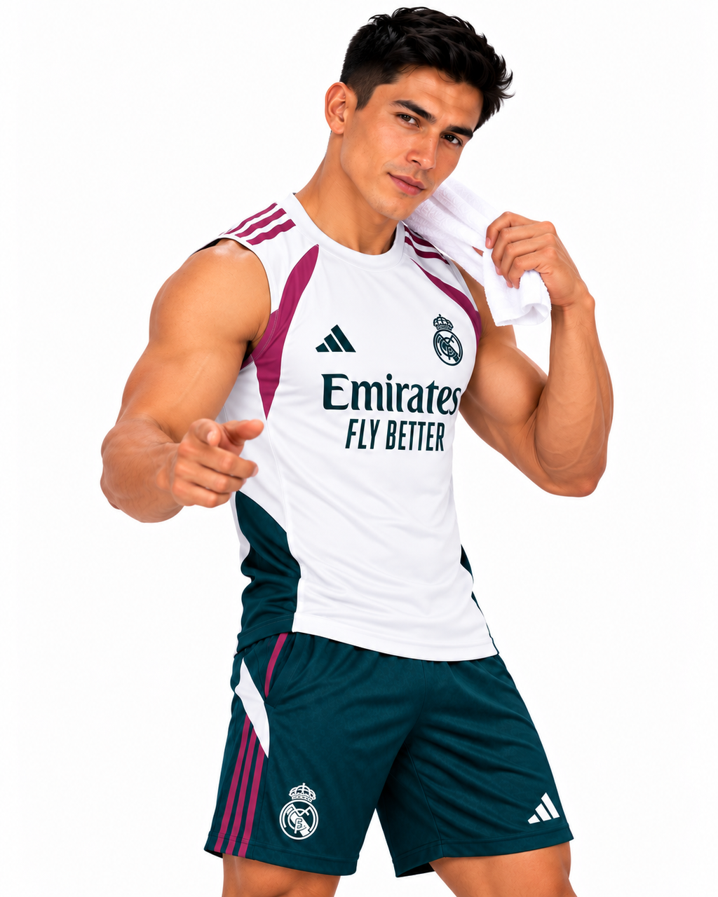 Real Madrid 2026/27 White & Pink Sleeveless Training Set – Tank Top & Shorts