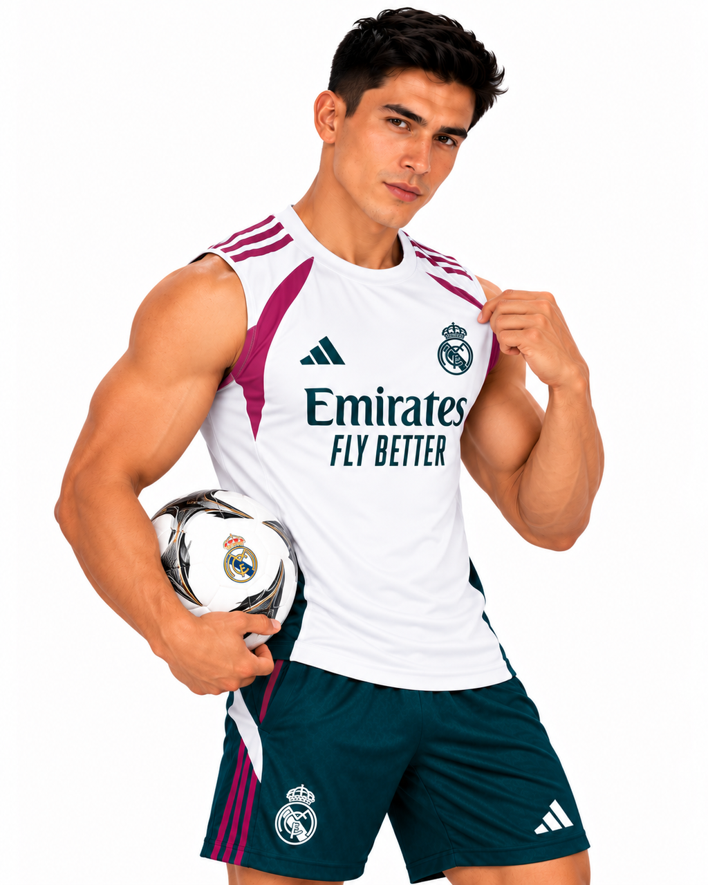 Real Madrid 2026/27 White & Pink Sleeveless Training Set – Tank Top & Shorts
