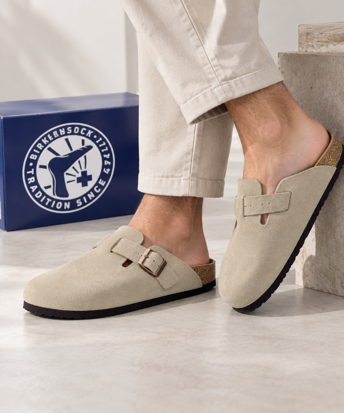 Birkenstock Boston-Gray Beige