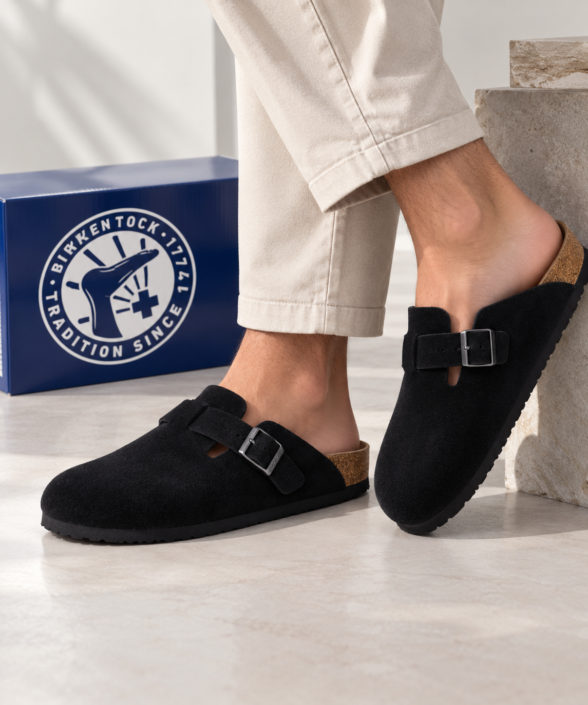 Birkenstock Boston-black suede